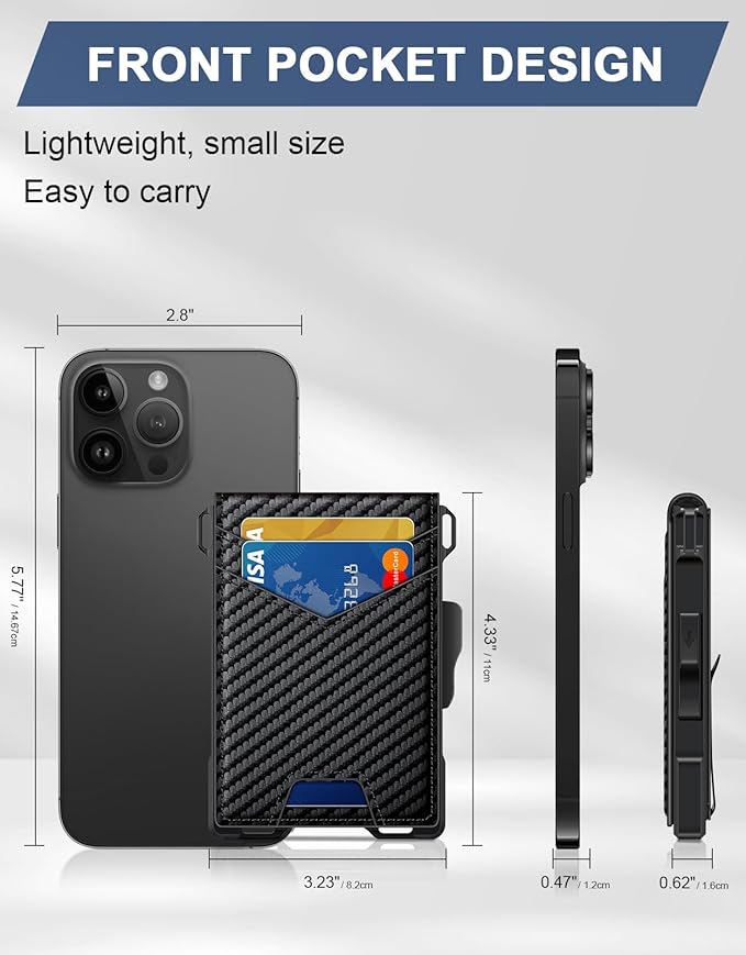 Wallet for Men, Minimalist Slim Mens Wallet with Money Clip, RFID Blocking Smart Pop Up Card Wallet with ID Window, Compact Bifold Wallet, Metal Aluminum Credit Card Holder