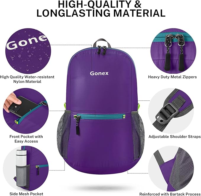 Gonex Ultra Lightweight Packable Backpack 20L Daypack Handy Foldable Camping Outdoor Travel Cycling Backpacking