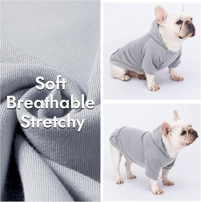 2 Pack Dog Hoodie Warm Hood Dog Sweater Cold Weather Small Dogs Sweatshirt Comfort Pet Clothes for Small Medium Dogs with Pockets Cats Chihuahua Clothes for Male Female Girl Boy Sporty Daily Wear