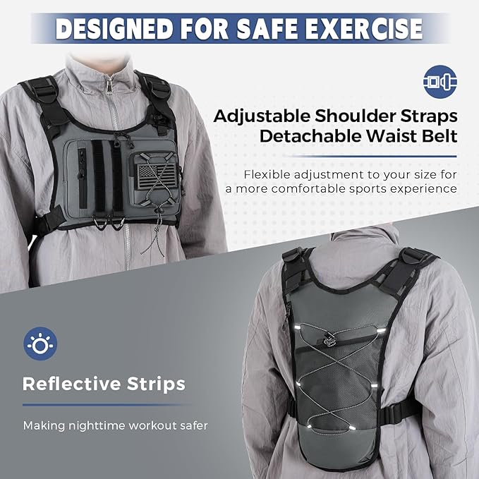 Outdoor Hydration Vest for Running & Hiking, Lightweight Breathable Water Backpack with 2.0L Bladder, Bounce-Free Chest Pack for Marathon, Cycling, Trekking for Men and Women