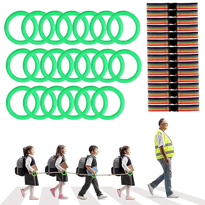 15/20 Sets Walking Rope for Preschool Colorful Toddler Leash for walking in line,Kids Handles Safety Line Wrist Leashes Detachable Transition Rope for Children's School Kindergarten Outdoor Supplies(Green, 20 sets)