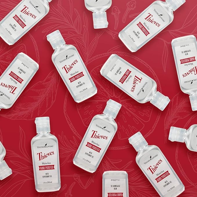 Young Living Thieves Waterless Hand Purifier with Peppermint Oil | 1 oz | Convenient, Refreshing, and Gentle Cleanser for Soft Hands | 3 Pack