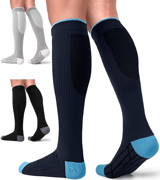 FuelMeFoot 3 Pack Copper Compression Socks - Compression Socks Women & Men Circulation - Best for Medical,Running,Athletic