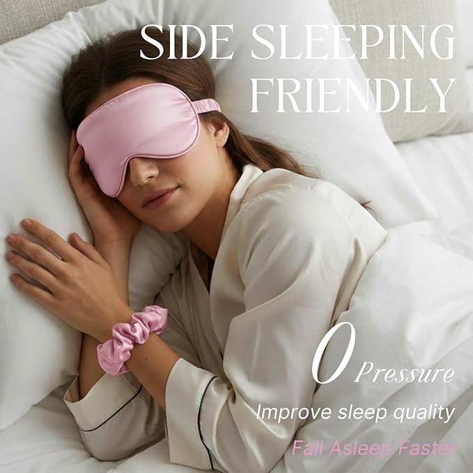 Silk Satin Sleeping Eye Mask, Light Purple Sleep Eye Mask Night Blindfold for Women and Men, Soft Breathable Blackout Eyeshade Eye Cover for Travel, Wedding Bridesmaid Gift