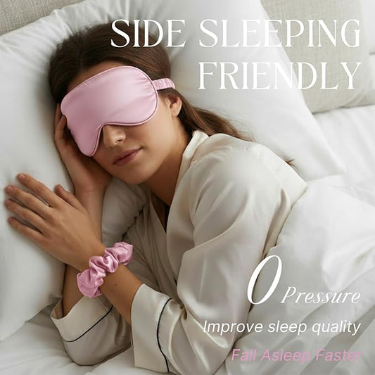 Silk Satin Sleeping Eye Mask, Light Purple Sleep Eye Mask Night Blindfold for Women and Men, Soft Breathable Blackout Eyeshade Eye Cover for Travel, Wedding Bridesmaid Gift