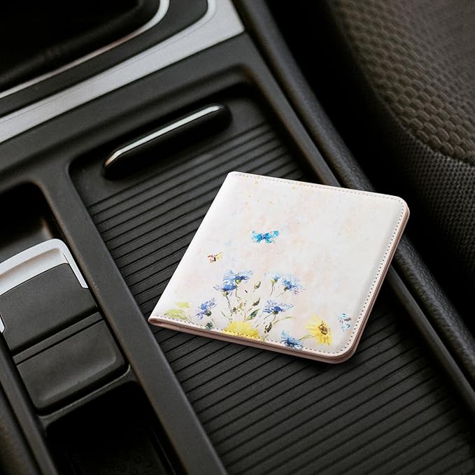 CoBak Car Registration and Insurance Holder - Vehicle Glove Box Car Organizer, Auto Truck Comparment Accessories Case for Essential Document, Driver License, Cards (Oil Painting Pink)