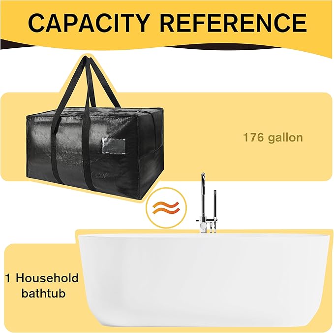 Heavy Duty Extra Large Moving Bags,176 Gallon Jumbo Packing Bags,Huge Moving Storage Bags with Strong Zippers & Carrying Handles,Reusable Big Moving Storage Bags for College Dorm Travel 2Pack
