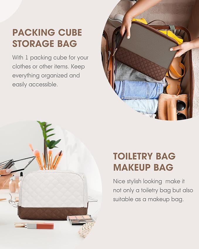 Travel Duffle Bag Weekender for Women: Travel Duffel Bag Carry-On Overnight Bag with Shoe Compartment & Wet Pocket Large Weekend Tote Bag Gym Duffel Bag for Hospital Beige Brown