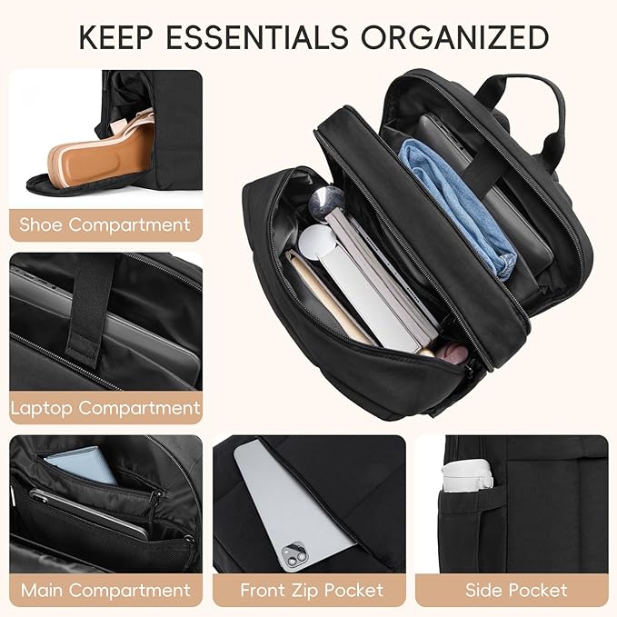 CLUCI Lightweight Travel Backpack Carry on Flight Approved, Puffy Gym Backpack with Shoe Compartment, Personal Item Travel Bag, 15.6 inch Laptop Backpack for Weekender Business