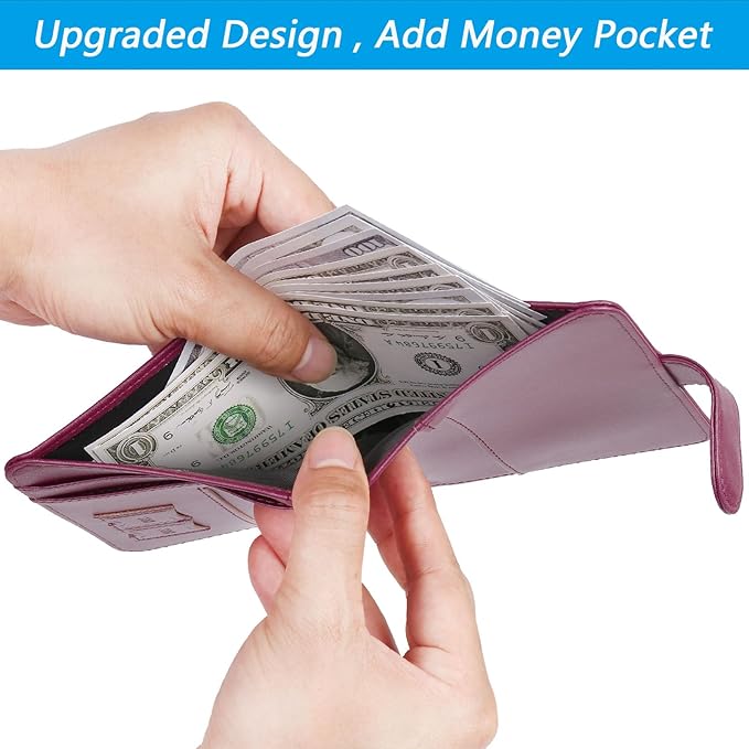 Airtag Passport Holder Cover Wallet RFID Blocking Leather Case Travel Essentials Luggage Accessories Travel Must Have(118#Purple)