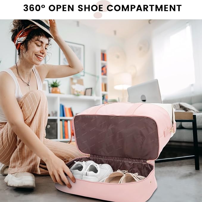 LOVEVOOK Weekender Bag, Large Travel Duffel Bag for Women with 2 Packing Cubes, Carry on Overnight Bag with Shoe Compartment, Mom Hospital Bags for Labor and Delivery