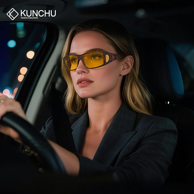 Night Driving Glasses for Men Women Anti Glare Polarized Fit Over Night Vision glasses