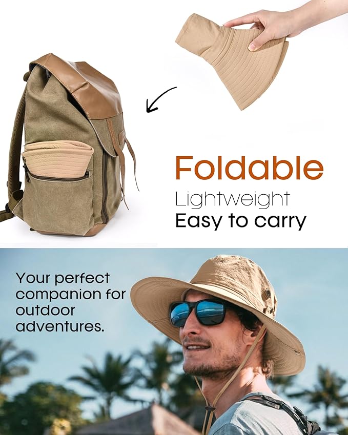 FURTALK Sun Hats for Men Fishing Hat UPF 80+ Foldable Wide Brim Outdoor Hiking Beach Summer Hats