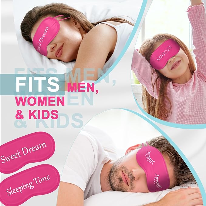 Eurzom 20 Pieces Funny Eye Sleeping Mask Bulk with Adjustable Strap Blackout Eye Sleep Mask for Night Blindfold Cover for Women Men(Rose Red)