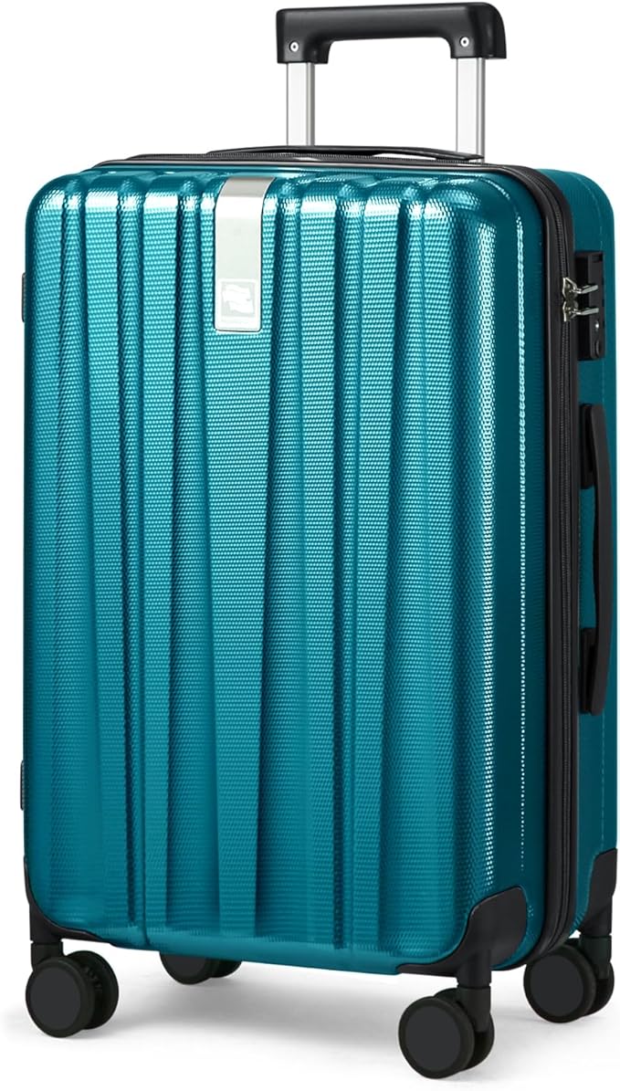 Hanke 29 Inch Luggage Suitcases With Spinner Wheels Lightweight PC hardside Rolling Suitcase With Travel Lock, Checked-Large 29-Inch Christmas Gifts for Birthday(Caribbean Blue)