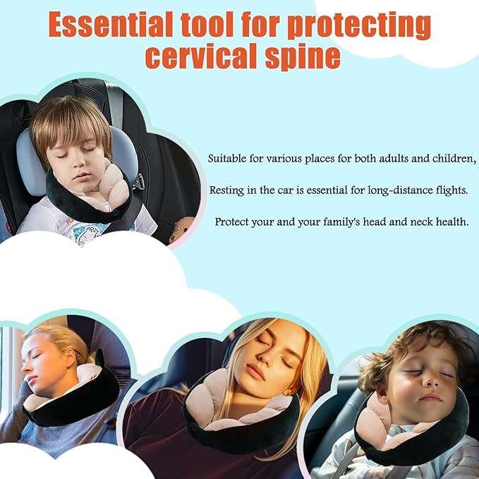 Travel Pillow for Kids & Adults Car Neck Pillow Memory Cotton U-Shaped Neck Pillow Soft Head Support Travel Accessories for Airplane Car Train Bus