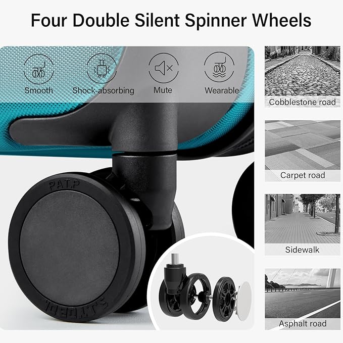 Hanke 2 Piece Hard Shell Luggage Sets with Spinner Wheels Carry On suitcase Set Checked Large Luggage Lightweight Travel Luggage for Men Women(20/28 Inch, Caribbean Blue)