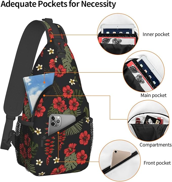 Hawaii Tropical Palm Sling Backpack Crossbody Bag Casual Chest Bags Travel Hiking Daypack Shoulder Bag for Women Men