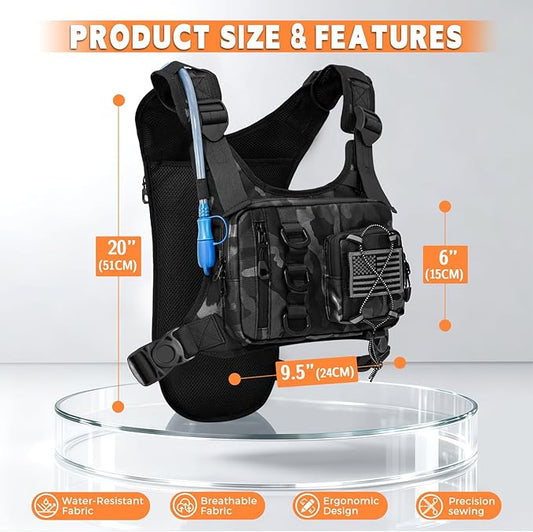 Outdoor Hydration Vest for Running & Hiking, Lightweight Breathable Water Backpack with 2.0L Bladder, Bounce-Free Chest Pack for Marathon, Cycling, Trekking for Men and Women