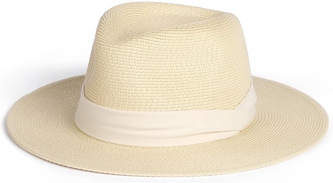 FURTALK Womens Mens Wide Brim Straw Panama Hat Fedora Summer Beach Sun Hats UPF Straw Hat for Women