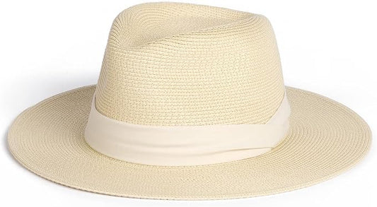 FURTALK Womens Mens Wide Brim Straw Panama Hat Fedora Summer Beach Sun Hats UPF Straw Hat for Women