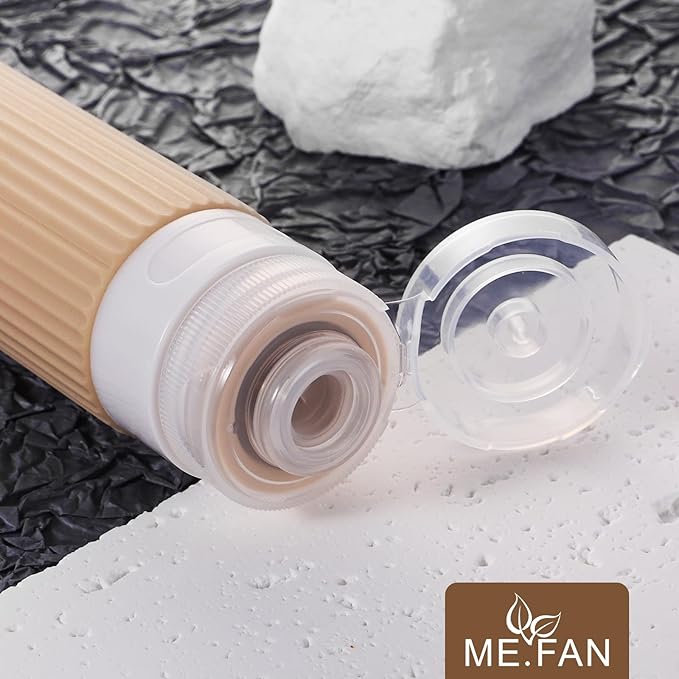 ME.FAN Travel Bottles for Toiletries, TSA Approved 3oz Silicone Journey Size Containers, Portable Split Bottle for Conditioner, Shampoo, Lotion- 4 Pack Yellow