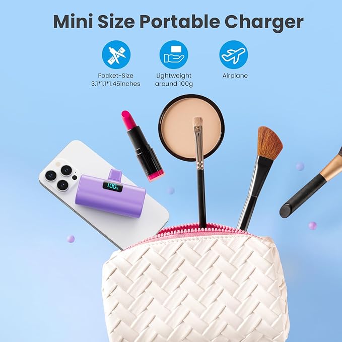 Mini Portable Charger for iPhone 17/16,Upgraded 5500mAh PD USB C Power Bank,Travel Essentials Pocket Phone Charger Battery Pack for iPhone 17/17 Pro Max/16/16 Pro/15 Series,Samsung Galaxy Android etc