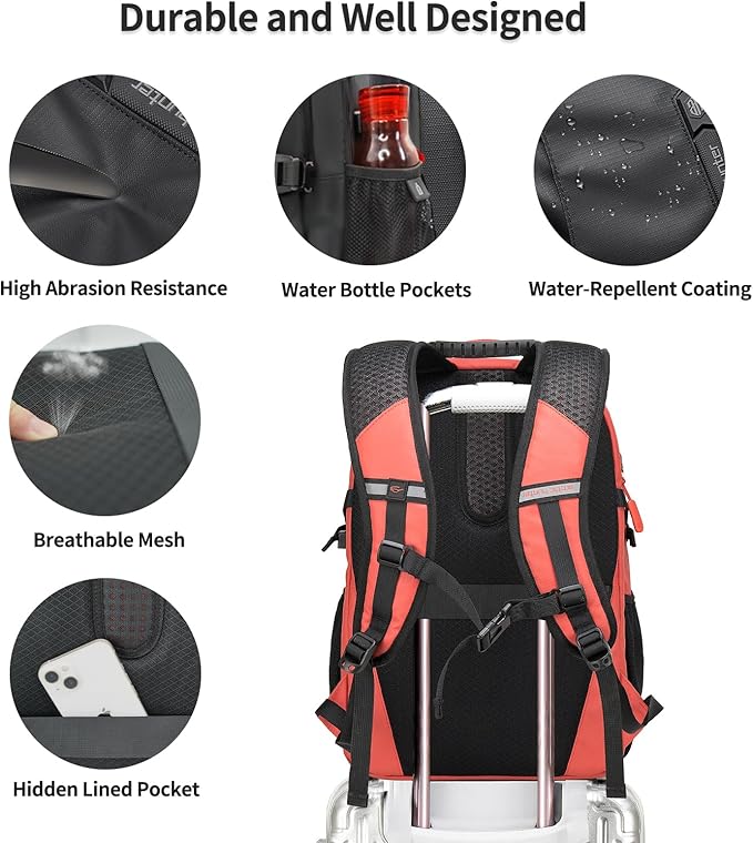 Orange (Yellow) 15.6 In Laptop Travel Backpack for Couple Women Men, 30L Anti-Theft Compact Carry on Travel Flight Approved for Work, Commuting, and Weekend Casual Daypack