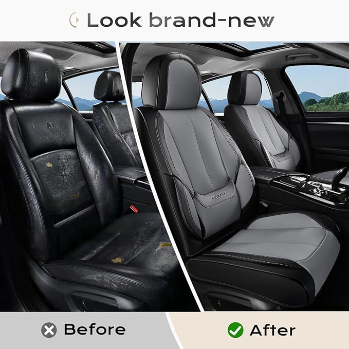 Coverado Seat Covers, Car Seat Covers Front Seats, Car Seat Cover, Car Seat Protector Waterproof, Car Seat Cushion Nappa Leather, Seat Covers Carseat Cover Universal Fit for Most Cars