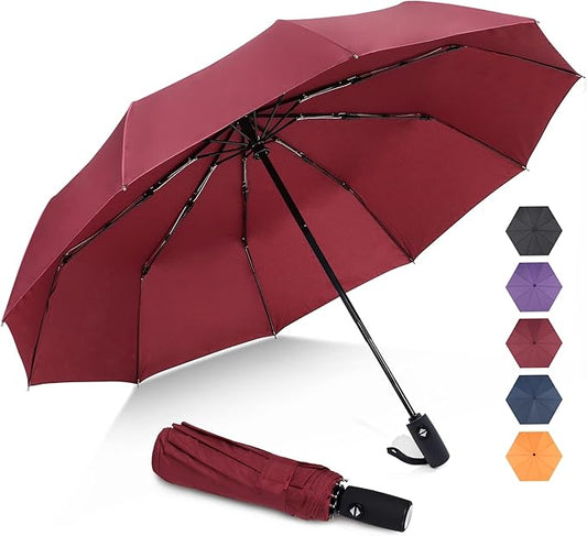 ZOMAKE Travel Umbrella Compact - 10 Ribs Portable Collapsible Umbrellas for Rain Windproof - Paraguas Automatic Small Folding Umbrella Lightweight Packable Umbrella for Women Men