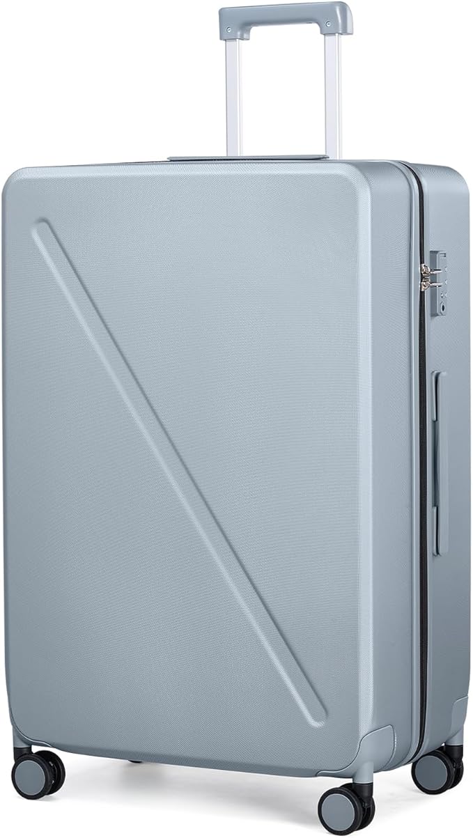 MILADA 28 Inch Luggage, Checked Luggage Large Suitcase With Wheels, Checked Bag Hard Shell Suitcases TSA Approved, Suitcase Large Long Trip Travel Luggage For Women Men, Grey