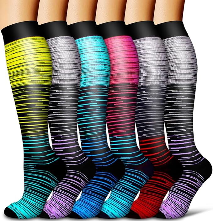 Copper Compression Socks for Women and Men(6 Pairs)-Best Support for Running, Athletic, Nursing, Travel