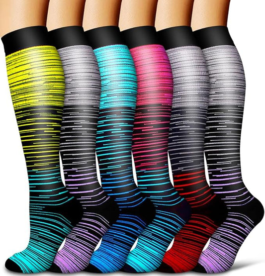 Copper Compression Socks for Women and Men(6 Pairs)-Best Support for Running, Athletic, Nursing, Travel