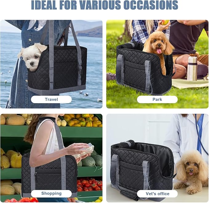 Dog Purse Carrier for Small Dogs, Soft Sided Pet Carrier with Pockets, Foldable Dog Carrier Purse for Puppy, Rabbit, Cat, Washable Breathable Pet Carrier, Dog Carrier Bag for Outdoor Shopping Travel