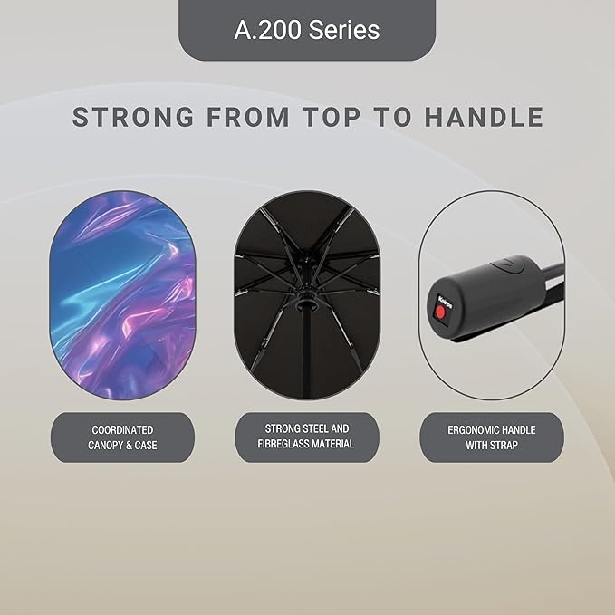 Knirps A.200 Medium Duomatic Windproof Umbrella for Adults – Automatic Open Close 38.5" Canopy, Travel Case Included