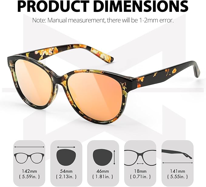 Myiaur Polarized Sunglasses for Women, Trendy Cat Eye Sun Glasses UV400 Protection Classic Retro Shade 2 Pack