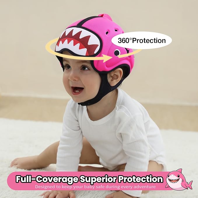 Mambobaby Baby Head Protector Baby Helmet for Crawling Walking,Safety Helmet,Extra-Thick Deep Forehead Padding, Ultra-Light, Breathable, Toddler Helmet 6-24 Months-Shark