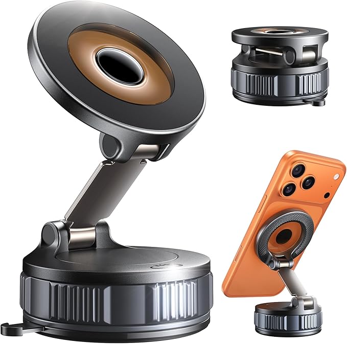 Peerock Car Phone Holder, 360°Adjustable Magnetic Phone Holder for Car, Foldable Suction Cup Phone Mount, Phone Holders for Your Car for iPhone 17/16/15/14/13/12 Series