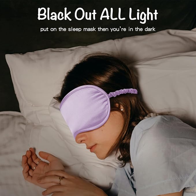LULUSILK 100% Mulberry Silk Sleep Mask, Lavender Silk Eye Cover for Sleeping, Pack of 1