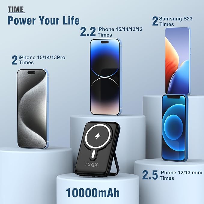 Wireless Portable Charger 10000mAh,Magnetic Power Bank with Built-in Cables LED Display,22.5W PD Fast Charging for Magsafe Battery Pack Compatible with iPhone 17/16/15/14/13/12/Pro/Pro Max