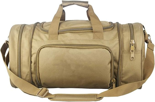 Gym Bag Duffle Bags for Men Women with Shoes Compartment Sport Weekend Travel Overnight Carry On Bag for Tactical Military Travel Work Out Bags (Tan)