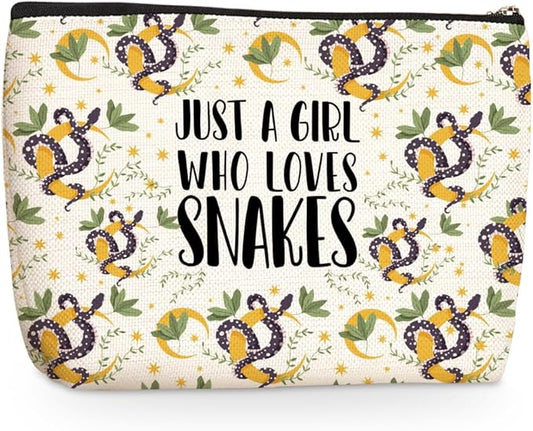 Cute Snakes Print Makeup Bag Snake Gifts Cosmetic Travel Bag Snake Accessories Decor Stuff for Animal Snakes Lovers Women Breeder Girls Sister Best Friend Funny Skincare Bag for Christmas Birthday