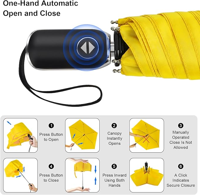 LEAGERA Compact Travel Umbrella for Purse - Flat Handle, Waterproof for Light Rain