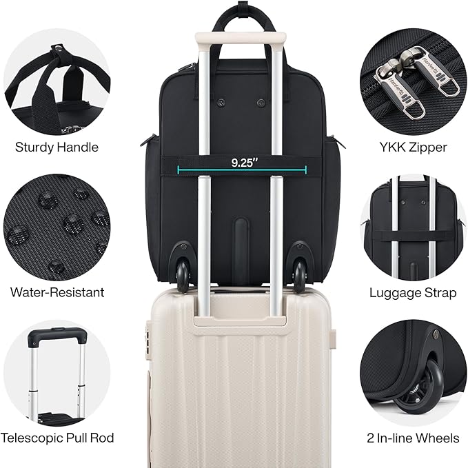 Hanke Expandable Underseat Carry on Luggage for Airplanes,Small Rolling Softside Suitcase Travel Luggage Personal Item Bag,Lightweight luggage bags for travel,Black,16-Inch