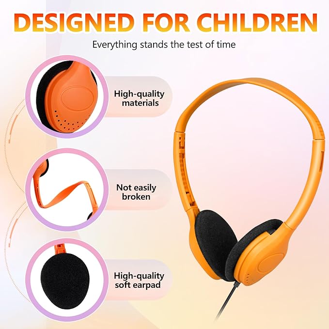 Kids Headphones Bulk 30 Pack for School Classroom Student Children Boys Girls Teen Computer Class Set of Headphones for Students Multi Color
