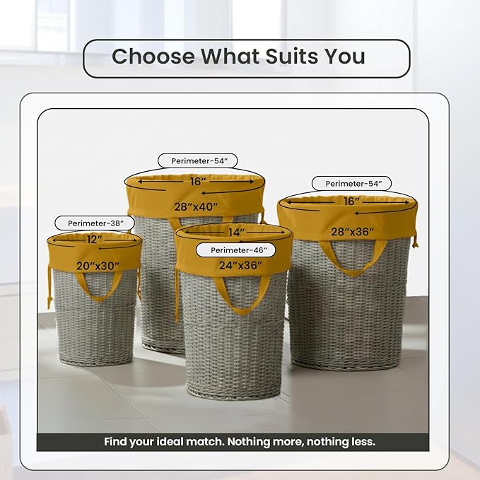 LFH Home Large Premium Cotton Canvas Laundry Bag with Drawstring and Handles Heavy Duty, Multi-Use, and Washable for Home, Travel, College or Storage 28x40 (Pack of 2)-Yellow