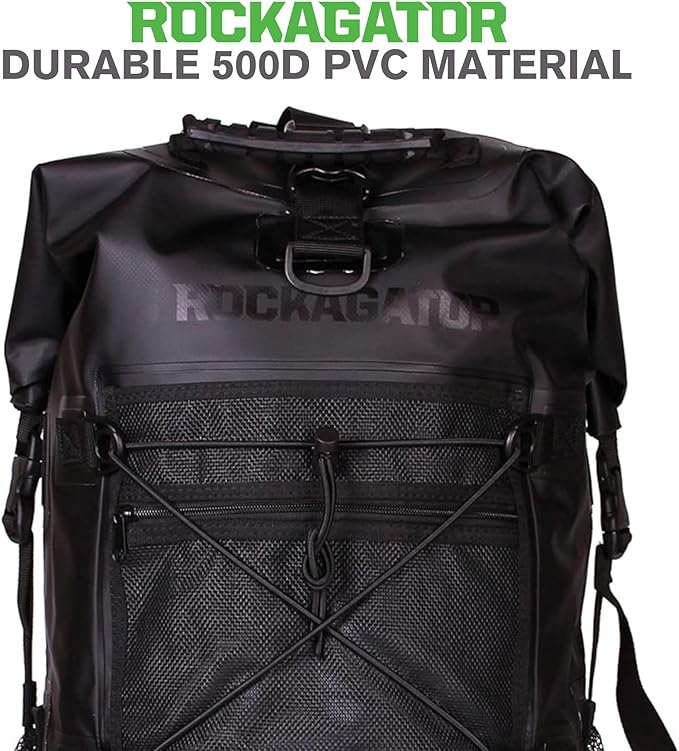 Rockagator Kanarra 90L Waterproof Backpack for Camping, Hiking, Mountaineering, Backpacking, Hunting, Fishing, Canoeing, Outdoor Activities, The Wet Outdoors - Large Capacity, Roll Top Closure, Black