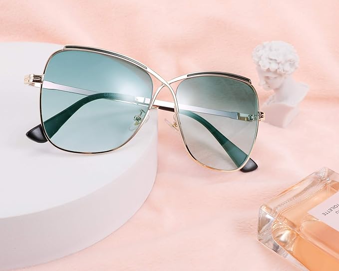 FEISEDY Womens Cute Sunglasses Oversized Butterfly X Shape Design Cateye Lady Sunglasses B2738