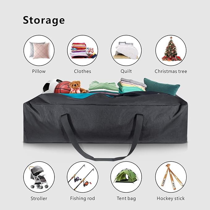 TOPDesign 46 Inch Extra Large Zippered Duffel Bag for Travel Camping Sports Equipment Storage, Waterproof Foldable Luggage Bag with Padded Handles