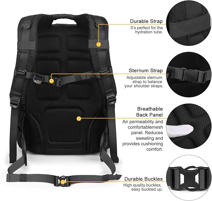 Mardingtop Military Tactical Backpack for Men 40L Molle Rucksack EDC Daypack for Hiking,Travel,Camping, Hunting(With 10Pcs Patches and 3Pcs Buckles)